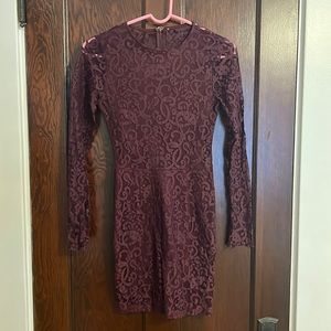 Burgundy long sleeve dress XS